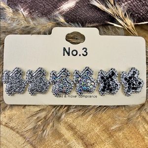 Texas girl silver tone studs 3 pairs